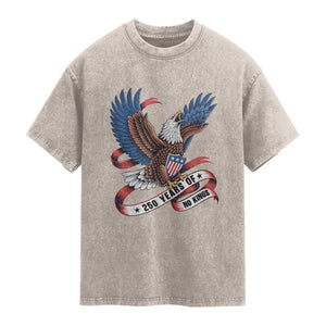 No Kings Washed Cotton T-Shirt USA 250th Anniversary Freedom Eagle