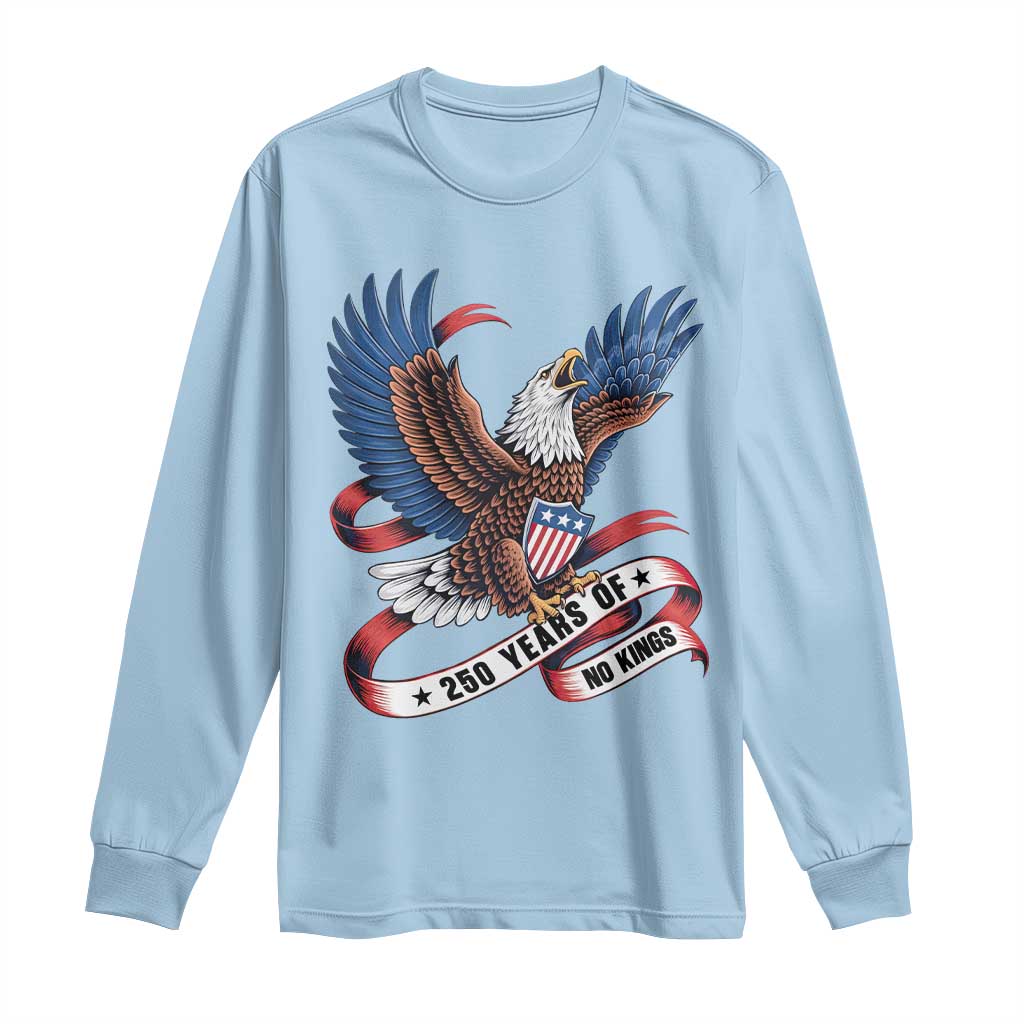 No Kings Long Sleeve Shirt USA 250th Anniversary Freedom Eagle TS12 Light Blue Print Your Wear