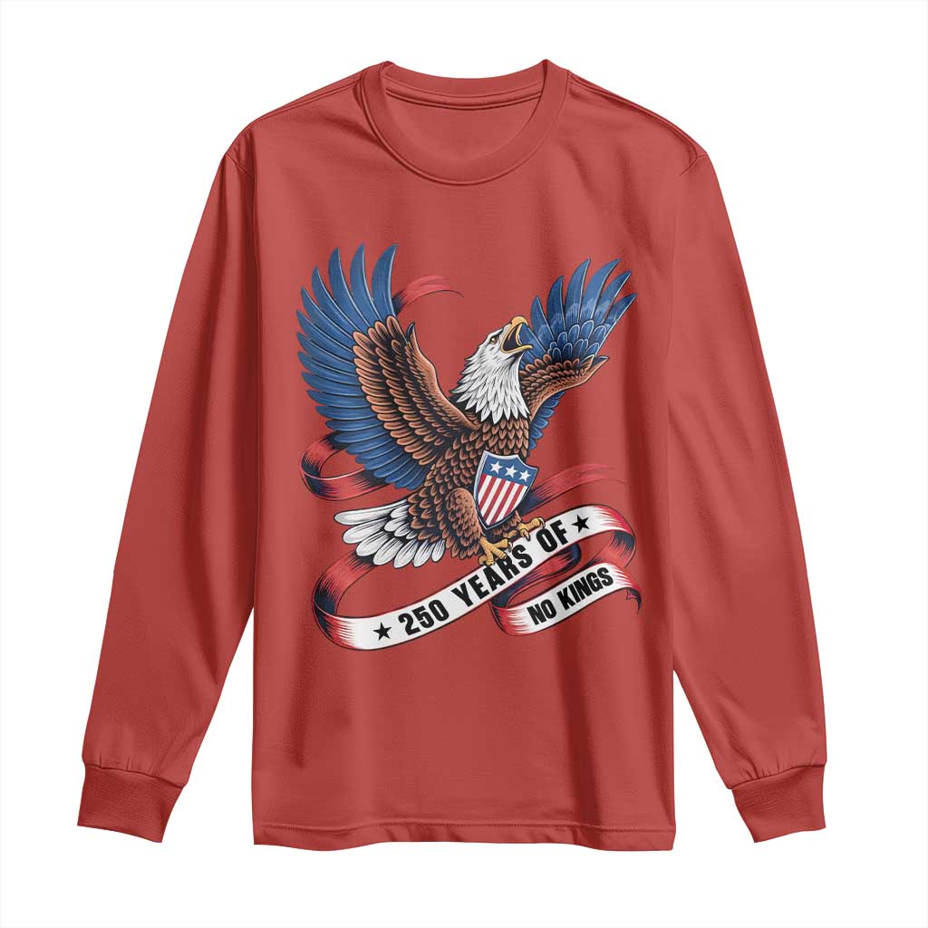 No Kings Long Sleeve Shirt USA 250th Anniversary Freedom Eagle TS12 Red Print Your Wear