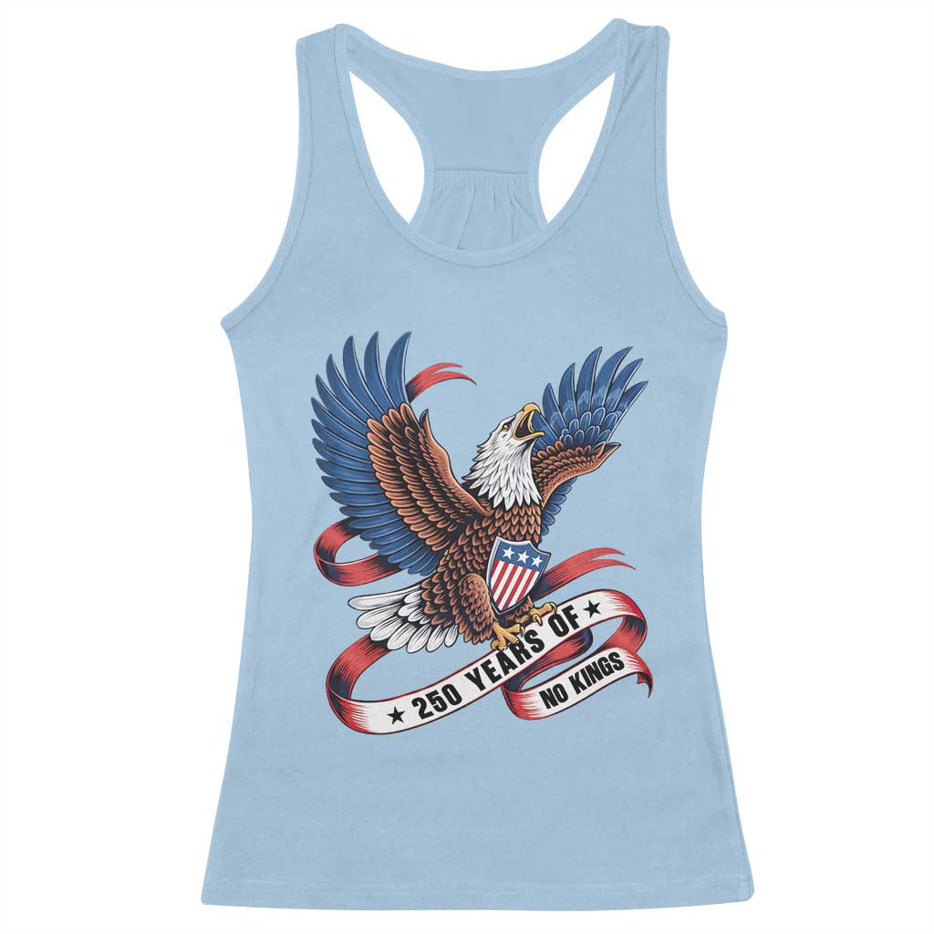 No Kings Racerback Tank Top USA 250th Anniversary Freedom Eagle TS12 Light Blue Print Your Wear