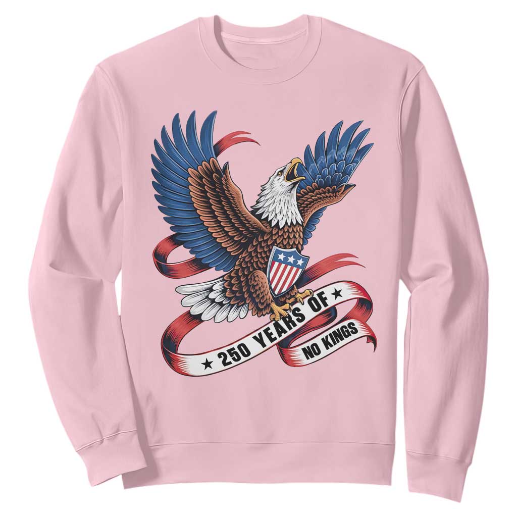 No Kings Sweatshirt USA 250th Anniversary Freedom Eagle TS12 Light Pink Print Your Wear