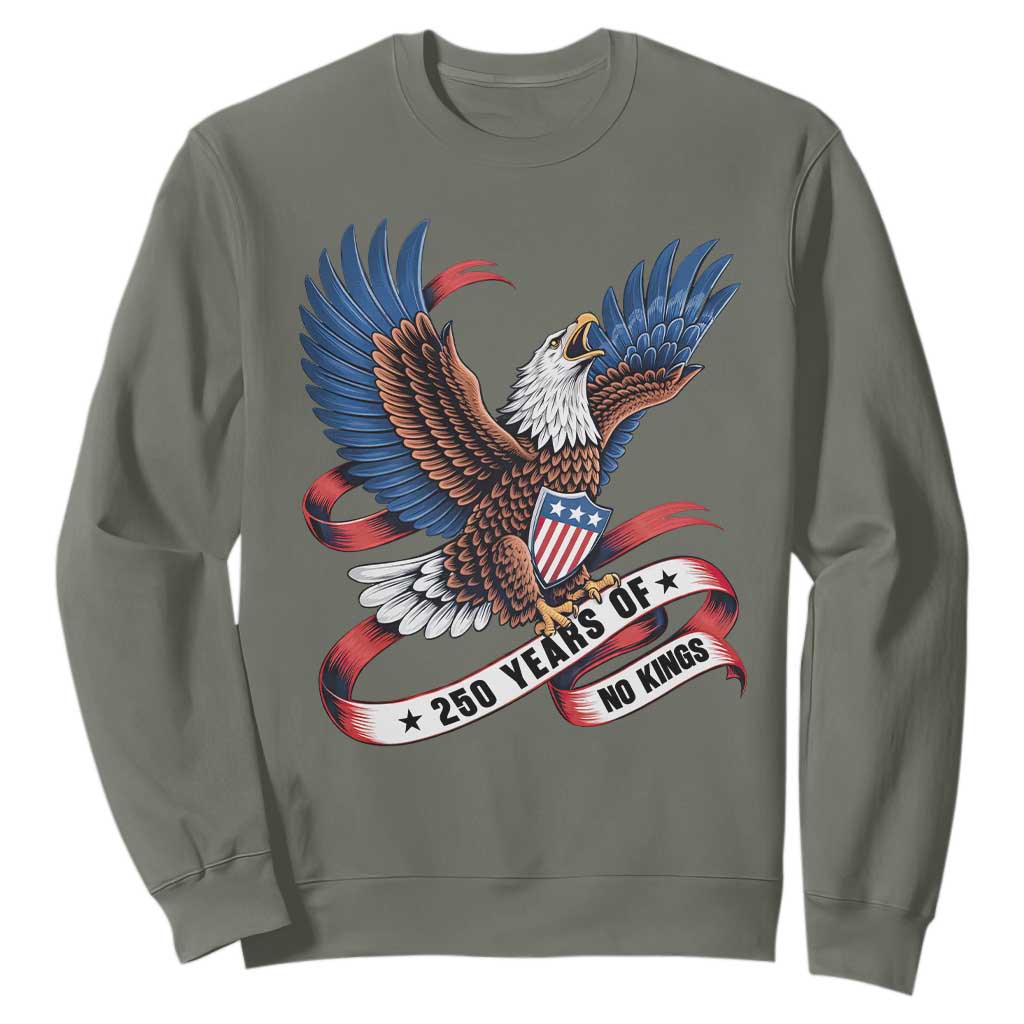 No Kings Sweatshirt USA 250th Anniversary Freedom Eagle TS12 Military Green Print Your Wear