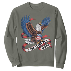 No Kings Sweatshirt USA 250th Anniversary Freedom Eagle TS12 Military Green Print Your Wear