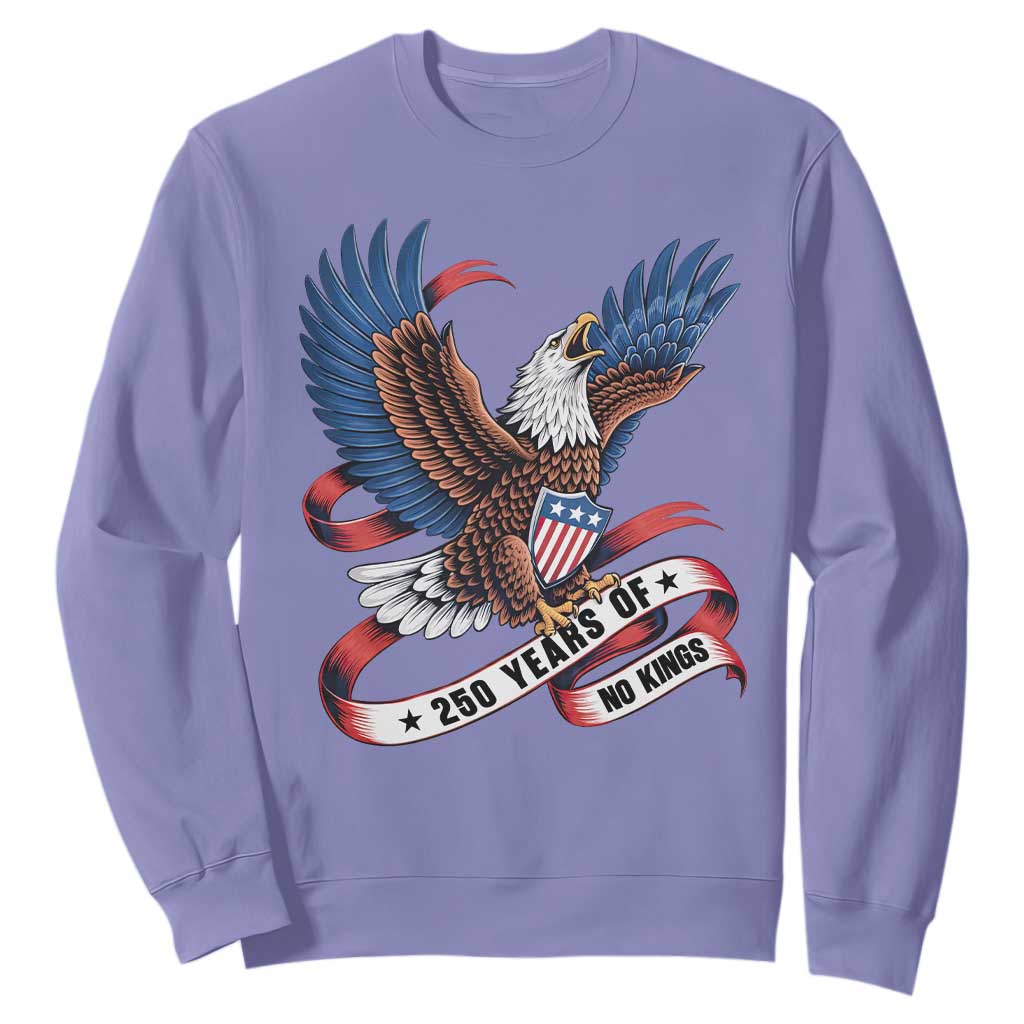 No Kings Sweatshirt USA 250th Anniversary Freedom Eagle TS12 Violet Print Your Wear