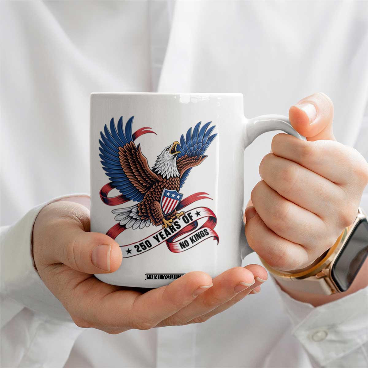 No Kings Coffee Mug USA 250th Anniversary Freedom Eagle TS12 Print Your Wear