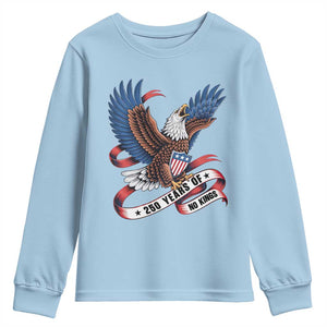 No Kings Youth Sweatshirt USA 250th Anniversary Freedom Eagle TS12 Light Blue Print Your Wear