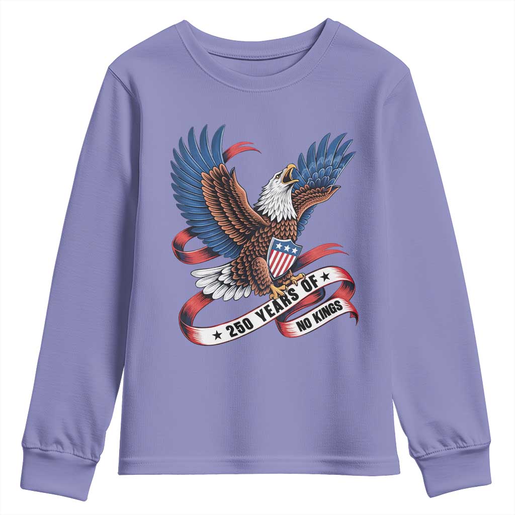 No Kings Youth Sweatshirt USA 250th Anniversary Freedom Eagle TS12 Violet Print Your Wear