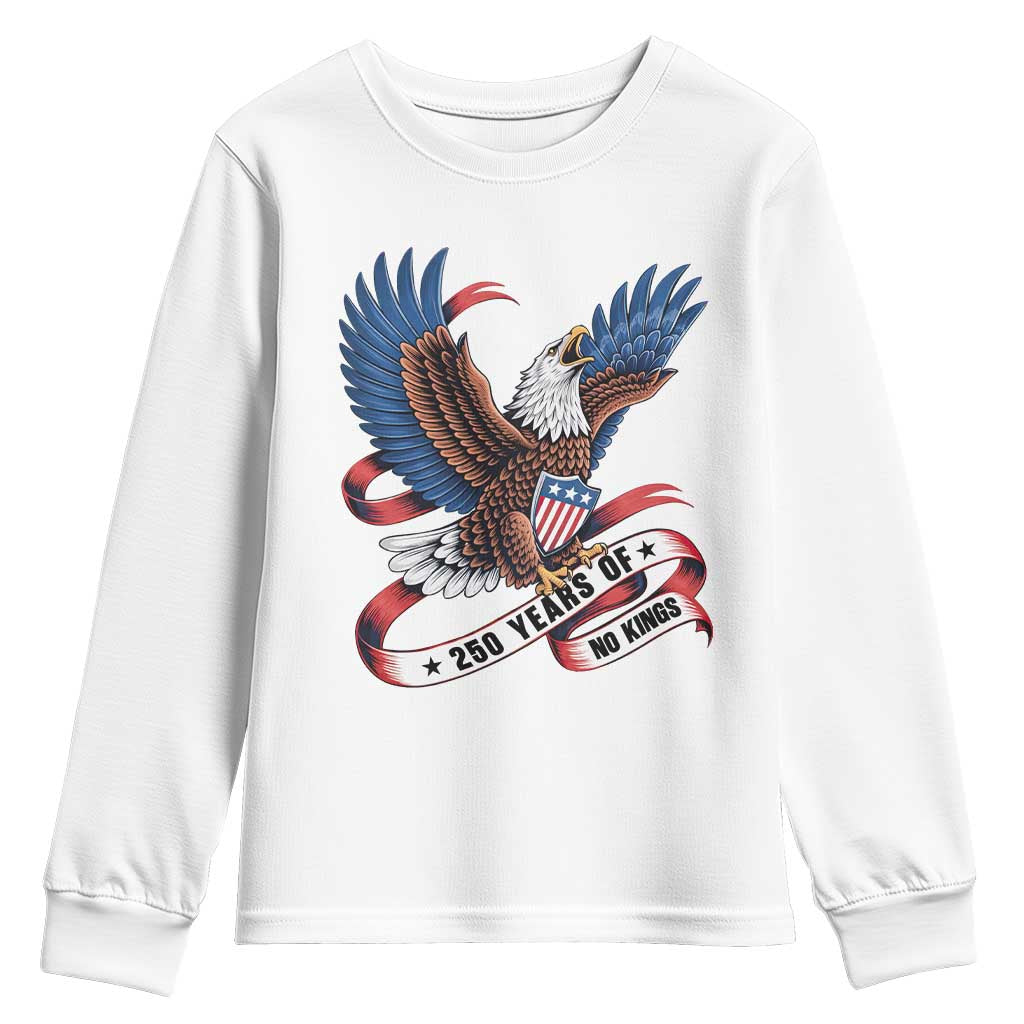 No Kings Youth Sweatshirt USA 250th Anniversary Freedom Eagle TS12 White Print Your Wear