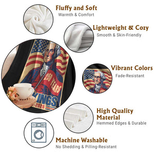 Funny George Washington Freedom Protest Throw Blanket No Kings TS12 Print Your Wear