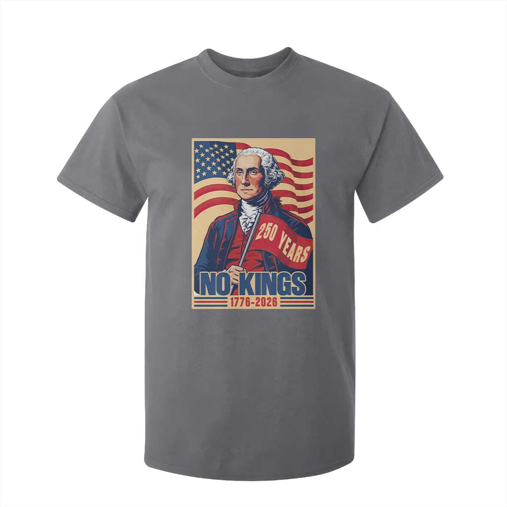 Funny George Washington Freedom Protest T Shirt For Kid No Kings TS12 Charcoal Print Your Wear