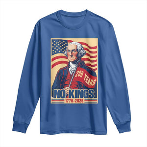 Funny George Washington Freedom Protest Long Sleeve Shirt No Kings TS12 Royal Blue Print Your Wear