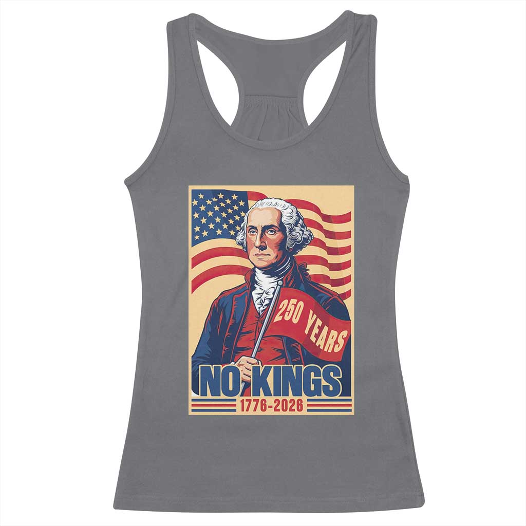 Funny George Washington Freedom Protest Racerback Tank Top No Kings TS12 Charcoal Print Your Wear