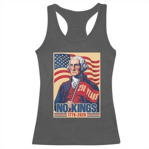 Funny George Washington Freedom Protest Racerback Tank Top No Kings TS12 Dark Heather Print Your Wear