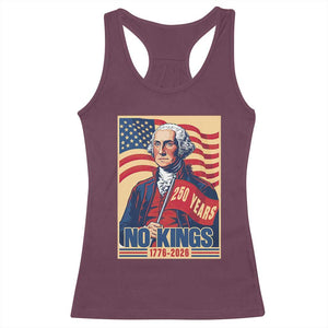 Funny George Washington Freedom Protest Racerback Tank Top No Kings TS12 Maroon Print Your Wear