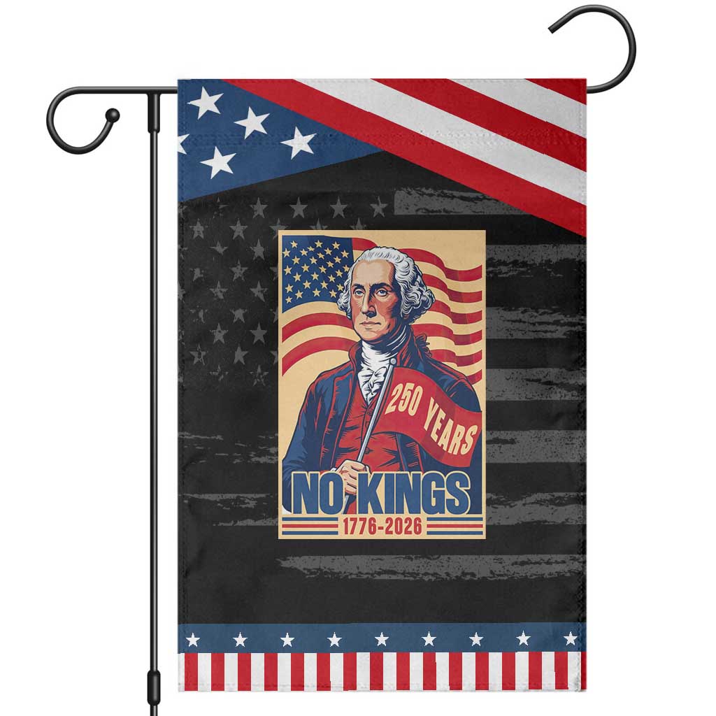 Funny George Washington Freedom Protest Garden Flag No Kings TS12 Distressed Black Blue Print Your Wear