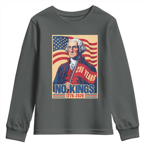 Funny George Washington Freedom Protest Youth Sweatshirt No Kings TS12 Dark Heather Print Your Wear