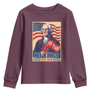 Funny George Washington Freedom Protest Youth Sweatshirt No Kings TS12 Maroon Print Your Wear