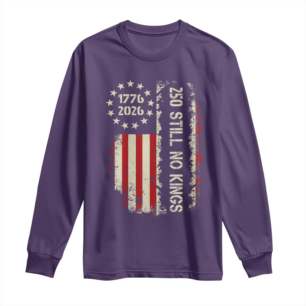250 Still No Kings Long Sleeve Shirt Vintage Patriotic Flag TS12 Purple Print Your Wear