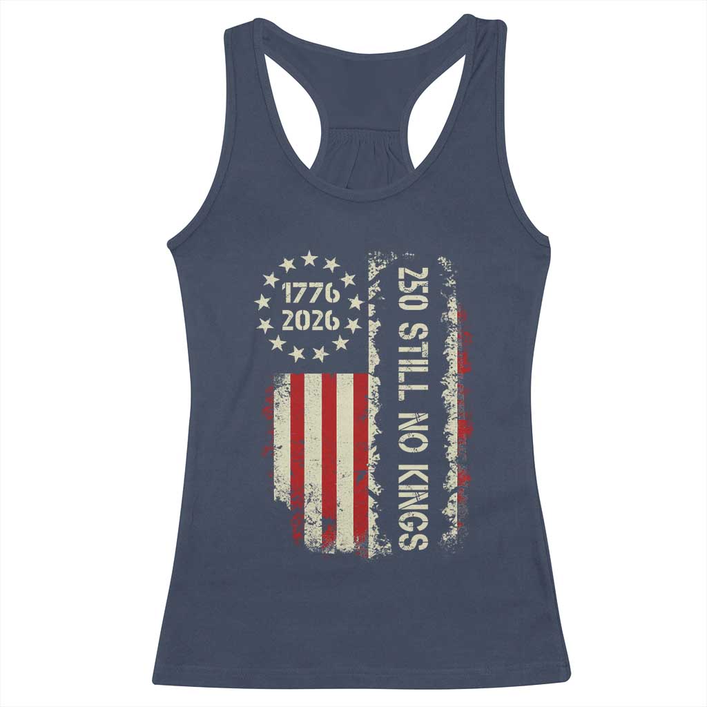 250 Still No Kings Racerback Tank Top Vintage Patriotic Flag TS12 Navy Print Your Wear