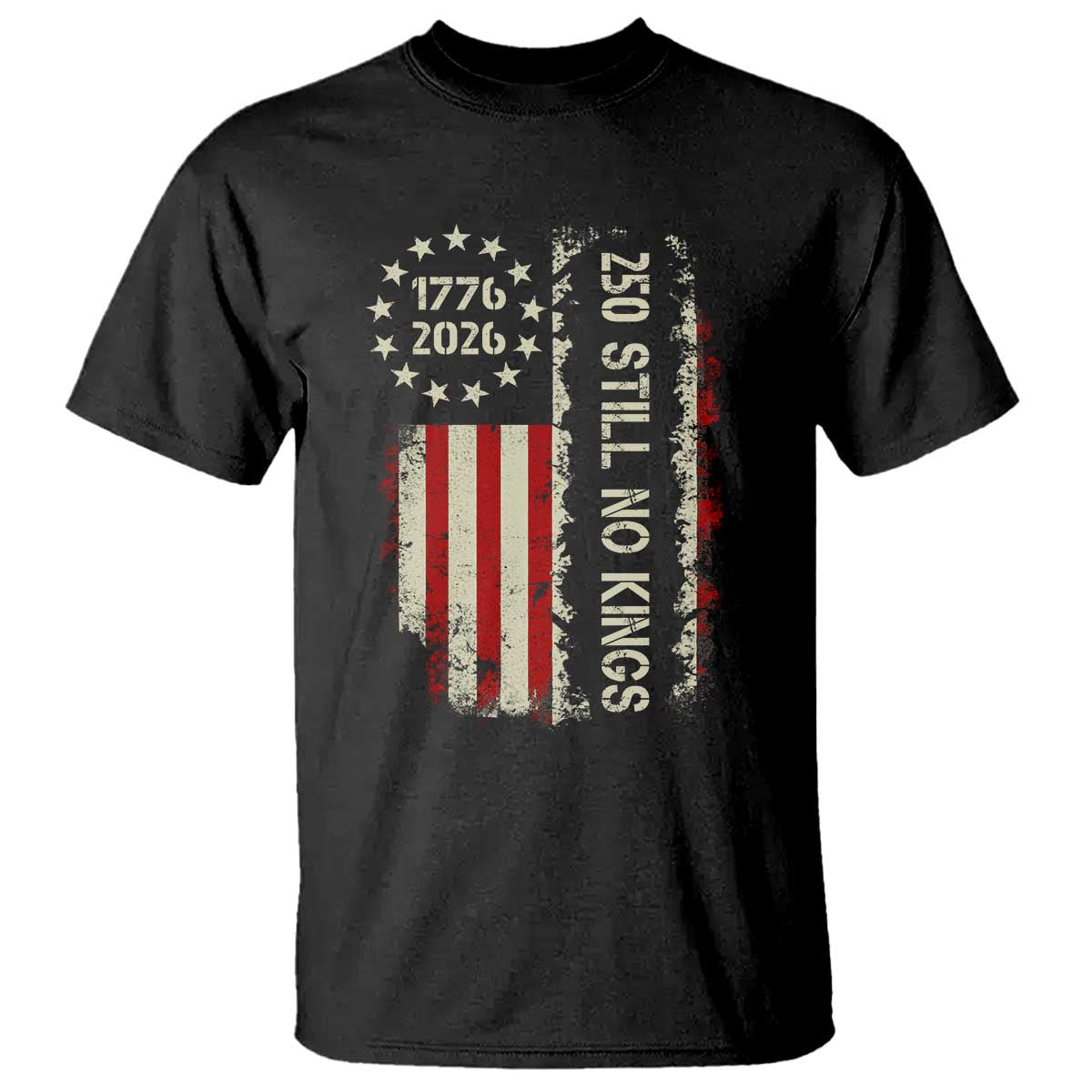 250 Still No Kings T Shirt Vintage Patriotic Flag TS12 Black Print Your Wear