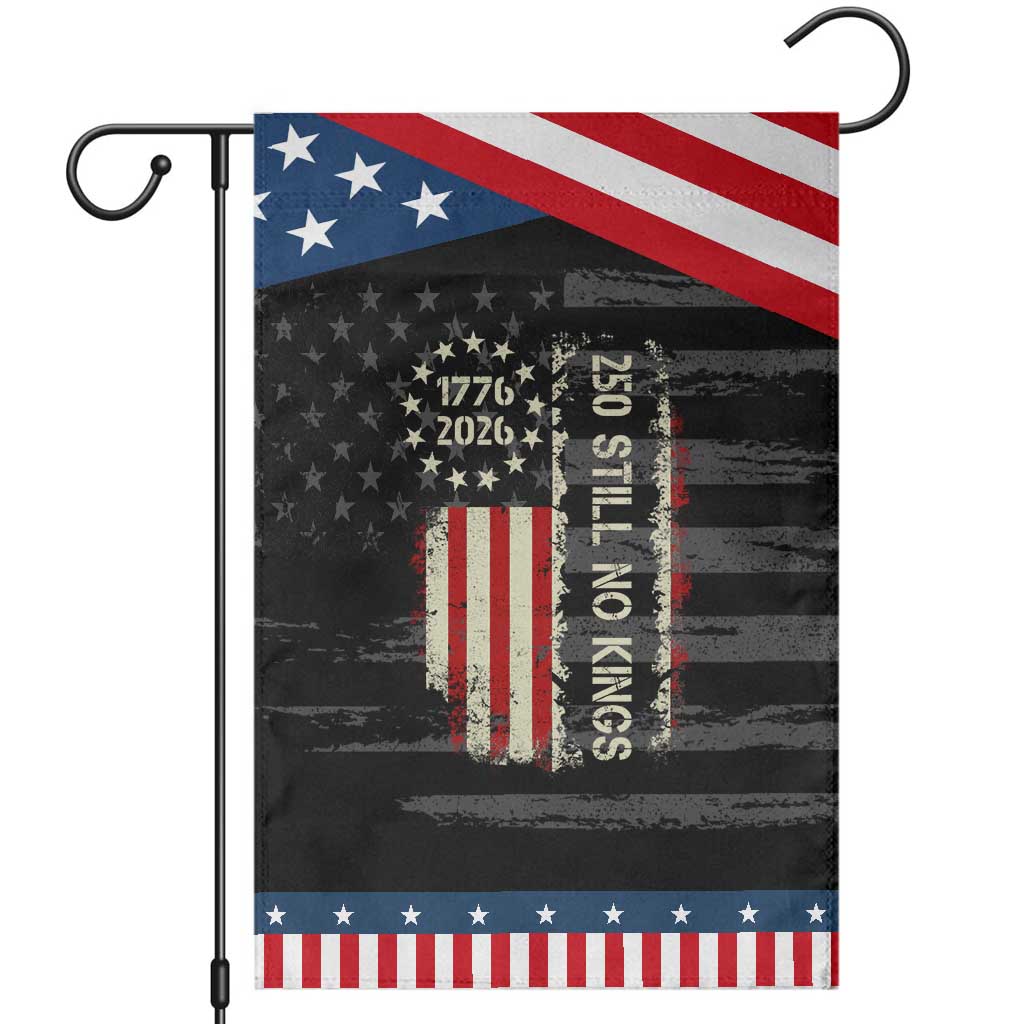 250 Still No Kings Garden Flag Vintage Patriotic Flag TS12 Distressed Black Blue Print Your Wear