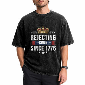 Rejecting Kings Since 1776 Washed Cotton T-Shirt Anti Authoritarian Protest