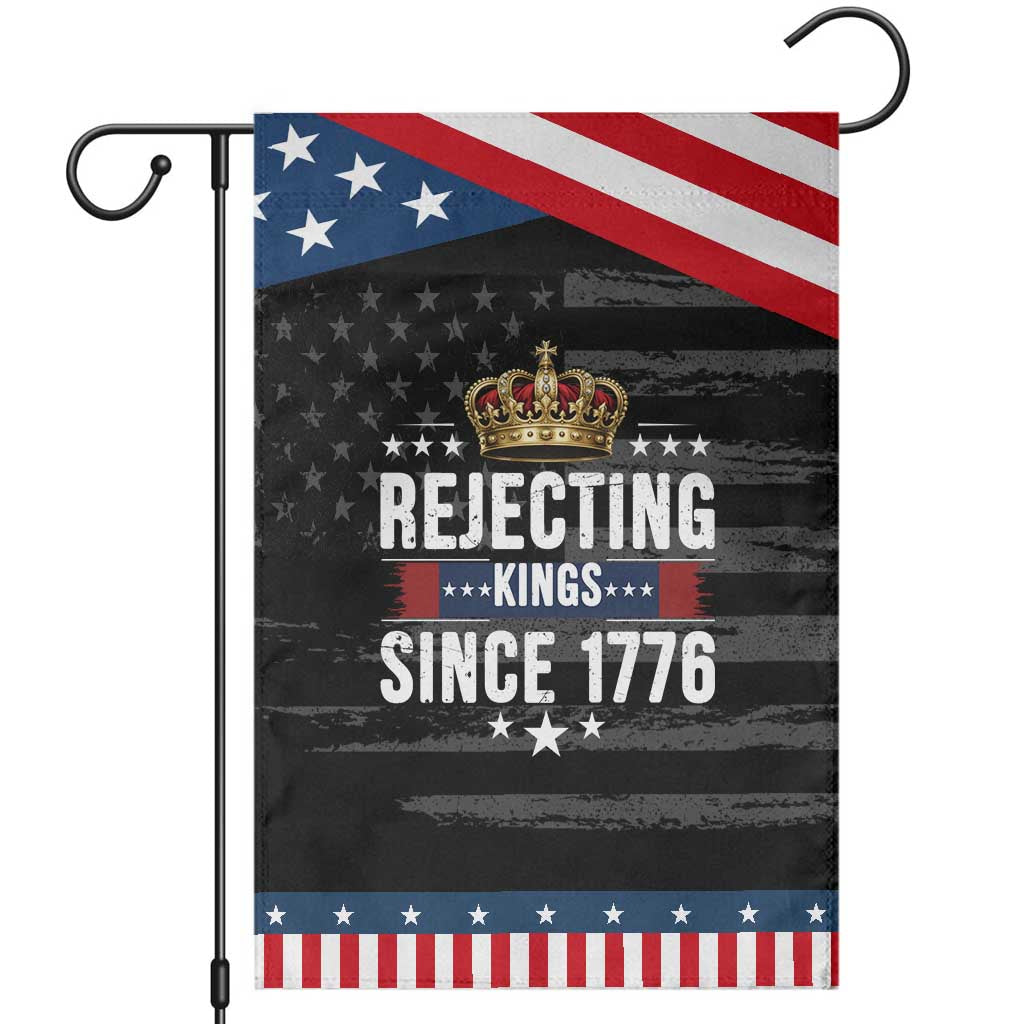 Rejecting Kings Since 1776 Garden Flag Anti Authoritarian Protest TS12 Distressed Black Blue Print Your Wear