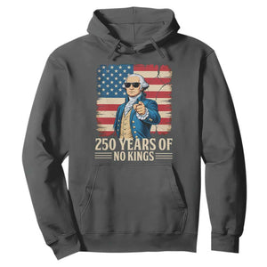 No Kings 250 Years George Washington Hoodie TS12 Dark Heather Print Your Wear