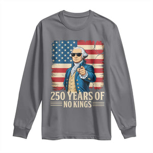 No Kings 250 Years George Washington Long Sleeve Shirt TS12 Charcoal Print Your Wear