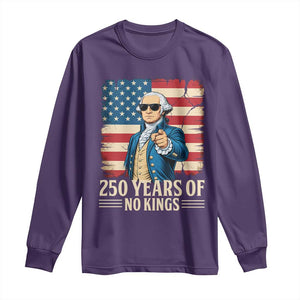 No Kings 250 Years George Washington Long Sleeve Shirt TS12 Purple Print Your Wear
