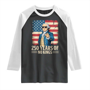 No Kings 250 Years George Washington Raglan Shirt TS12 Black White Print Your Wear