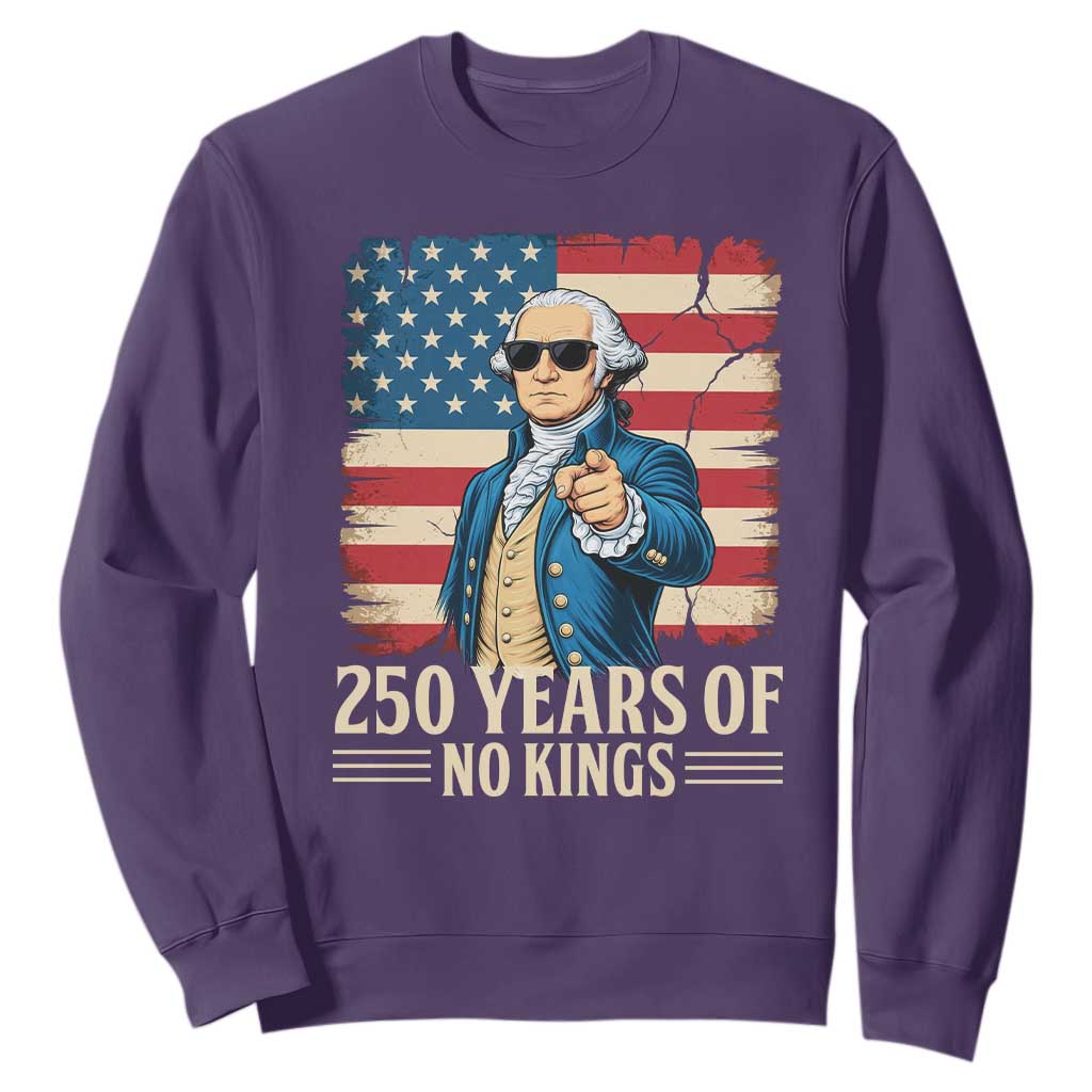 No Kings 250 Years George Washington Sweatshirt TS12 Purple Print Your Wear