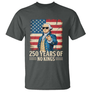 No Kings 250 Years George Washington T Shirt TS12 Dark Heather Print Your Wear