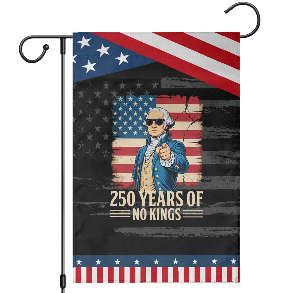 No Kings 250 Years George Washington Garden Flag TS12 Distressed Black Blue Print Your Wear