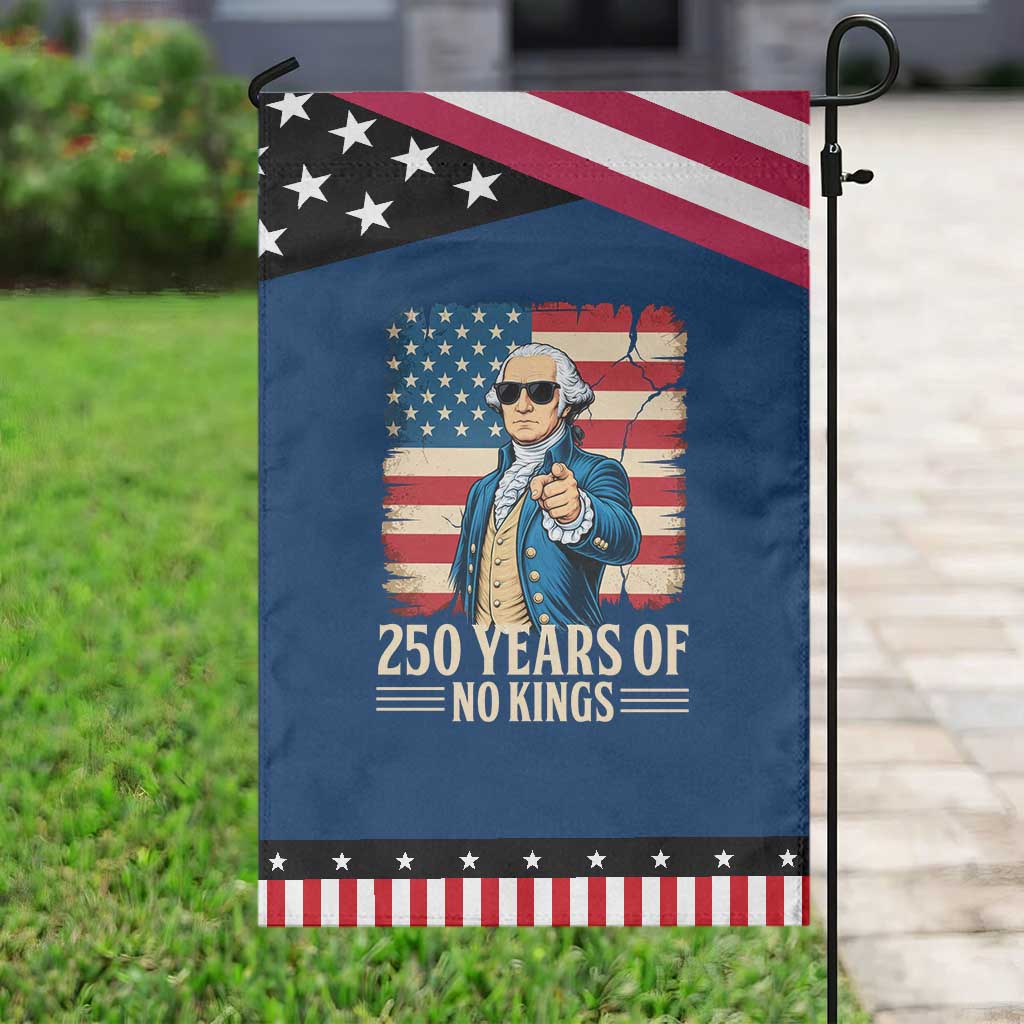 No Kings 250 Years George Washington Garden Flag TS12 Classic Blue Black Print Your Wear