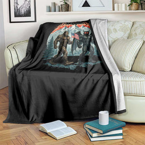 Patriotic Bigfoot And Mothman Throw Blanket Funny Cryptid Lover Gift TS12 Print Your Wear