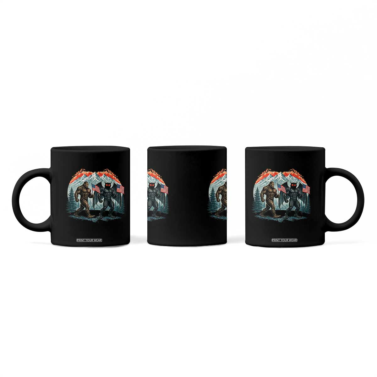 Patriotic Bigfoot And Mothman Coffee Mug Funny Cryptid Lover Gift TS12 Print Your Wear