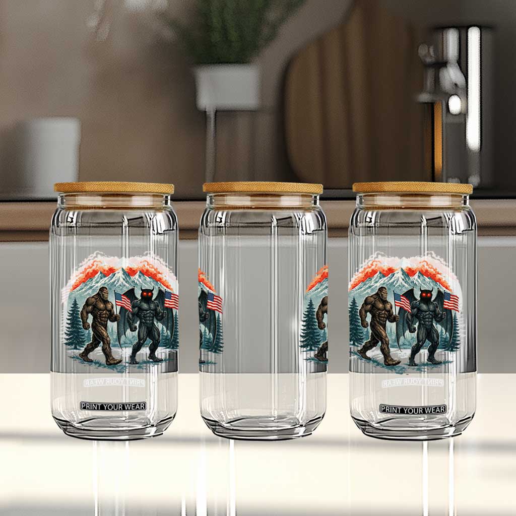 Patriotic Bigfoot And Mothman Glass Can Funny Cryptid Lover Gift TS12 Print Your Wear