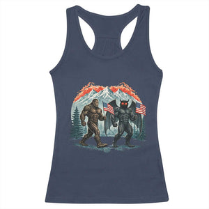 Patriotic Bigfoot And Mothman Racerback Tank Top Funny Cryptid Lover Gift TS12 Navy Print Your Wear
