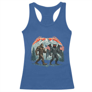Patriotic Bigfoot And Mothman Racerback Tank Top Funny Cryptid Lover Gift TS12 Royal Blue Print Your Wear