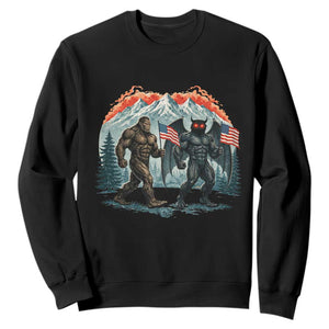 Patriotic Bigfoot And Mothman Sweatshirt Funny Cryptid Lover Gift TS12 Black Print Your Wear