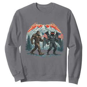 Patriotic Bigfoot And Mothman Sweatshirt Funny Cryptid Lover Gift TS12 Charcoal Print Your Wear