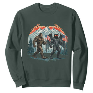 Patriotic Bigfoot And Mothman Sweatshirt Funny Cryptid Lover Gift TS12 Dark Forest Green Print Your Wear