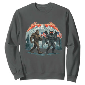 Patriotic Bigfoot And Mothman Sweatshirt Funny Cryptid Lover Gift TS12 Dark Heather Print Your Wear