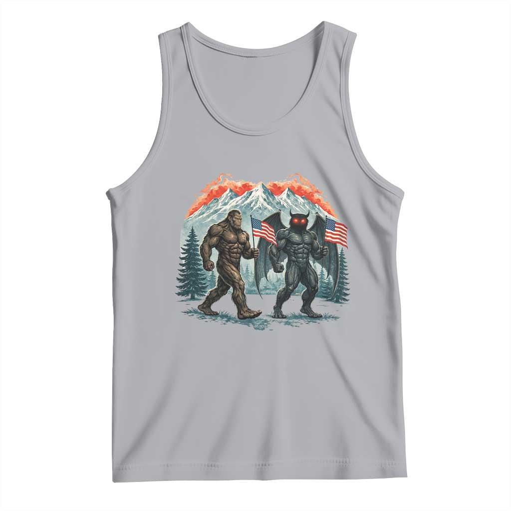 Patriotic Bigfoot And Mothman Tank Top Funny Cryptid Lover Gift TS12 Athletic Heather Print Your Wear