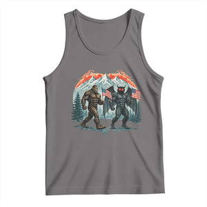 Patriotic Bigfoot And Mothman Tank Top Funny Cryptid Lover Gift TS12 Deep Heather Print Your Wear