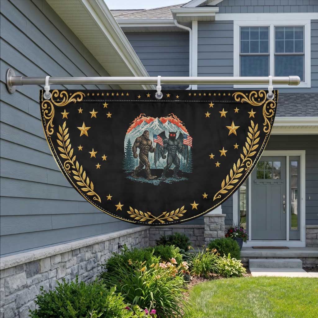 Bigfoot And Mothman Patriotic Fan Flag Funny Cryptid Lover Gift TS12 2pcs pack Vintage Black Print Your Wear