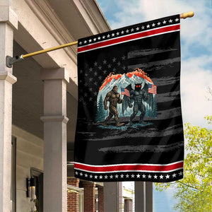 Patriotic Bigfoot And Mothman Garden Flag Funny Cryptid Lover Gift TS12 Distressed Black Red Print Your Wear