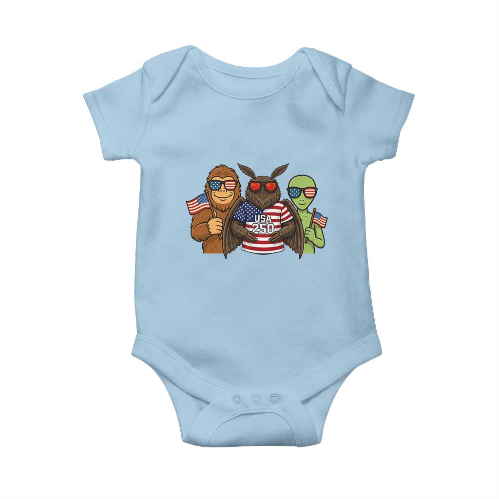 Funny Bigfoot Mothman Alien Baby Onesie USA 250th Anniversary TS12 Light Blue Print Your Wear