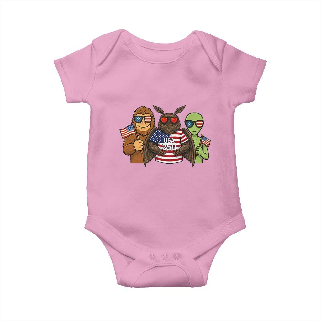 Funny Bigfoot Mothman Alien Baby Onesie USA 250th Anniversary TS12 Light Pink Print Your Wear